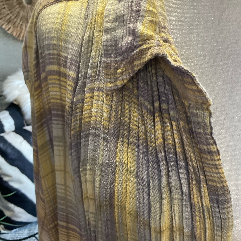 Free People One Yellow and Gray Plaid Women's Tunic M - Picture 5 of 11